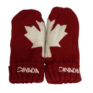💋 HBC Red Canada Olympic Mittens with Maple Leaf, L/XL